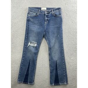 Free People Jeans Women 29 Blue Medium Wash Distressed Mid Rise Stretch 30x26